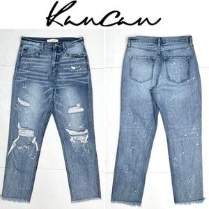 KanCan Women's Distressed High Rise Mom Jeans